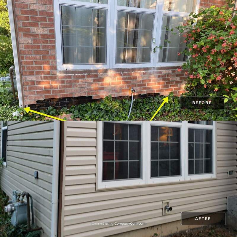 Before and after images of a home in Woodstock with new siding