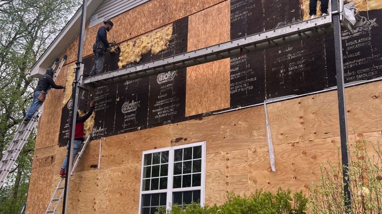Wood Replacement before Siding Install During shot. We are replacing substrate plywood that was rotted.