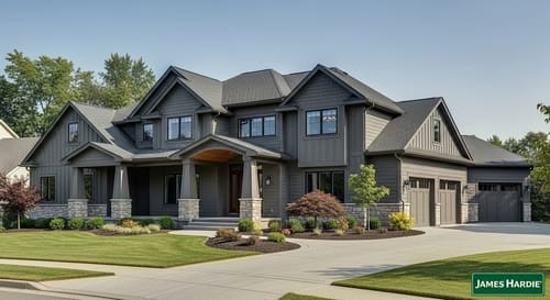 Custom Home with James Hardie Siding Beautiful custom home in McHenry County with durable James Hardie siding installed.