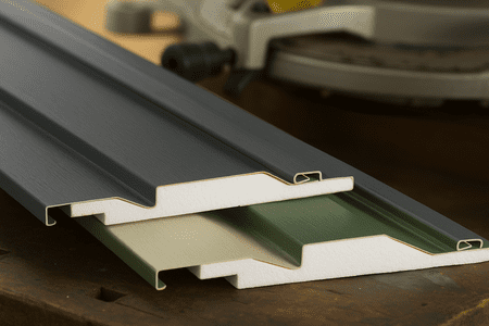 Cross-section view showing the layers and insulation of insulated vinyl siding.
