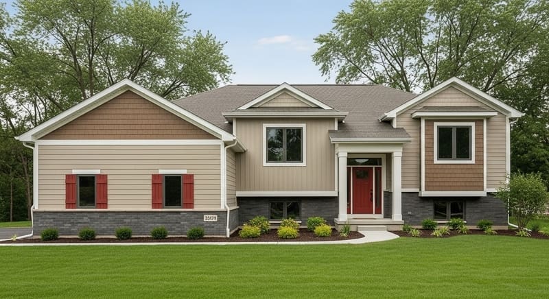A unique home with rich, dark brown siding for a rustic yet sophisticated look.