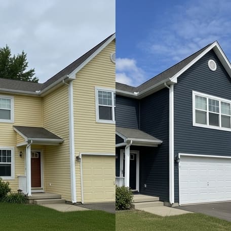 Enhanced Curb Appeal with New Siding A stunning home with new siding that combines modern color with timeless design for amazing curb appeal.