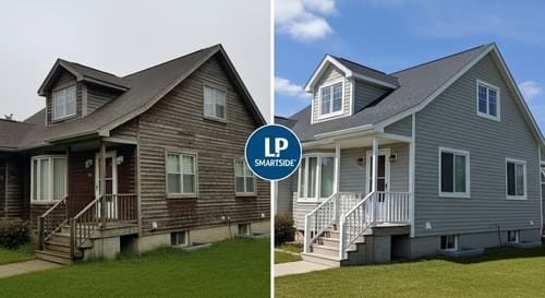 LP SmartSide Siding Before and After Woodstock IL Before and After: Woodstock home transformed with new LP SmartSide siding replacement.