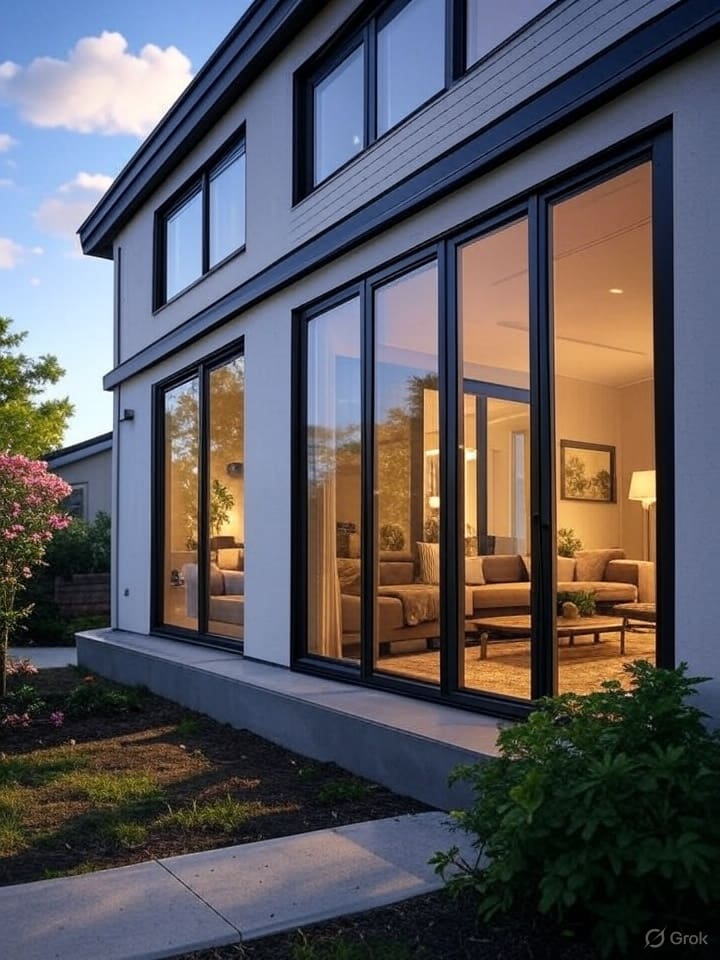 Cozy home interior with Andersen 100 Series windows demonstrating energy efficiency, natural light, and sound reduction in a McHenry County living room