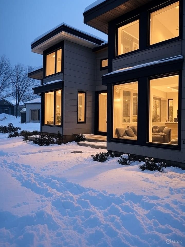 Before-and-after transformation of a home featuring Andersen 100 Series windows installation for improved energy efficiency and style in Illinois