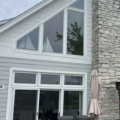 Hardie Shake siding close up as an accent in gables