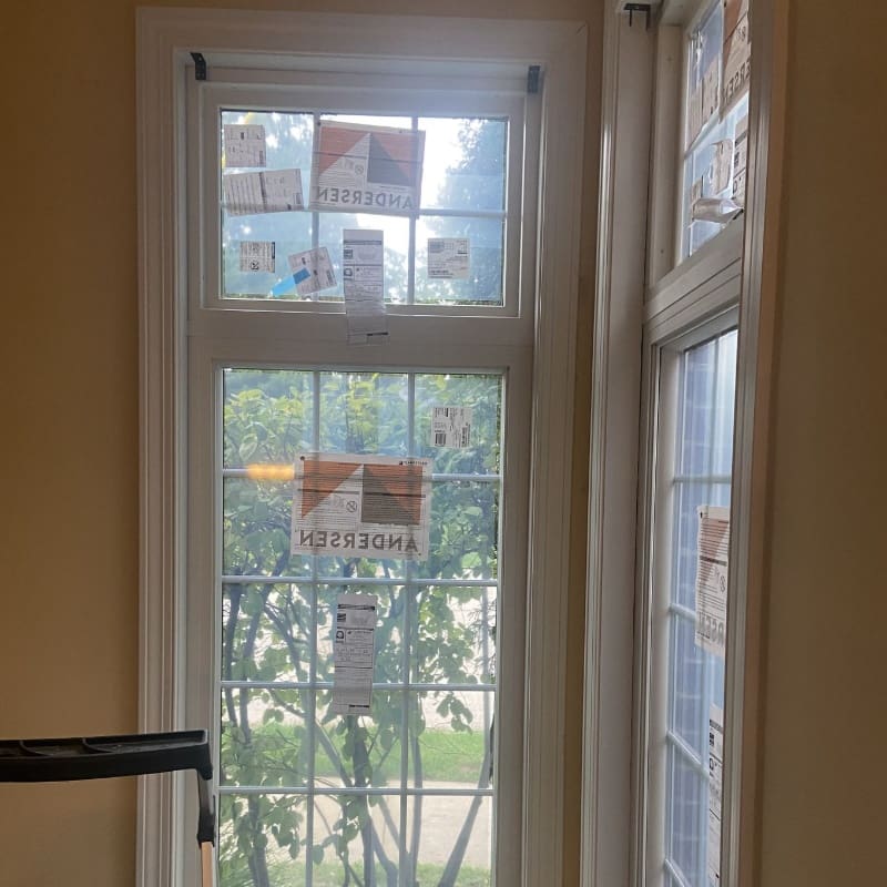 Andersen Fibrex composite window frame viewed from inside a Crystal Lake home