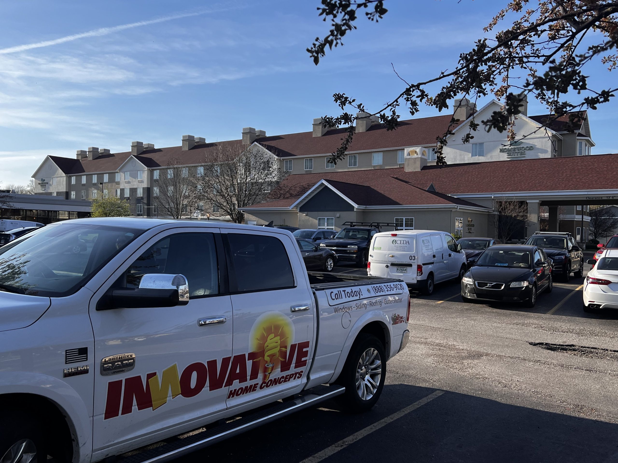 Commercial building with new roofing