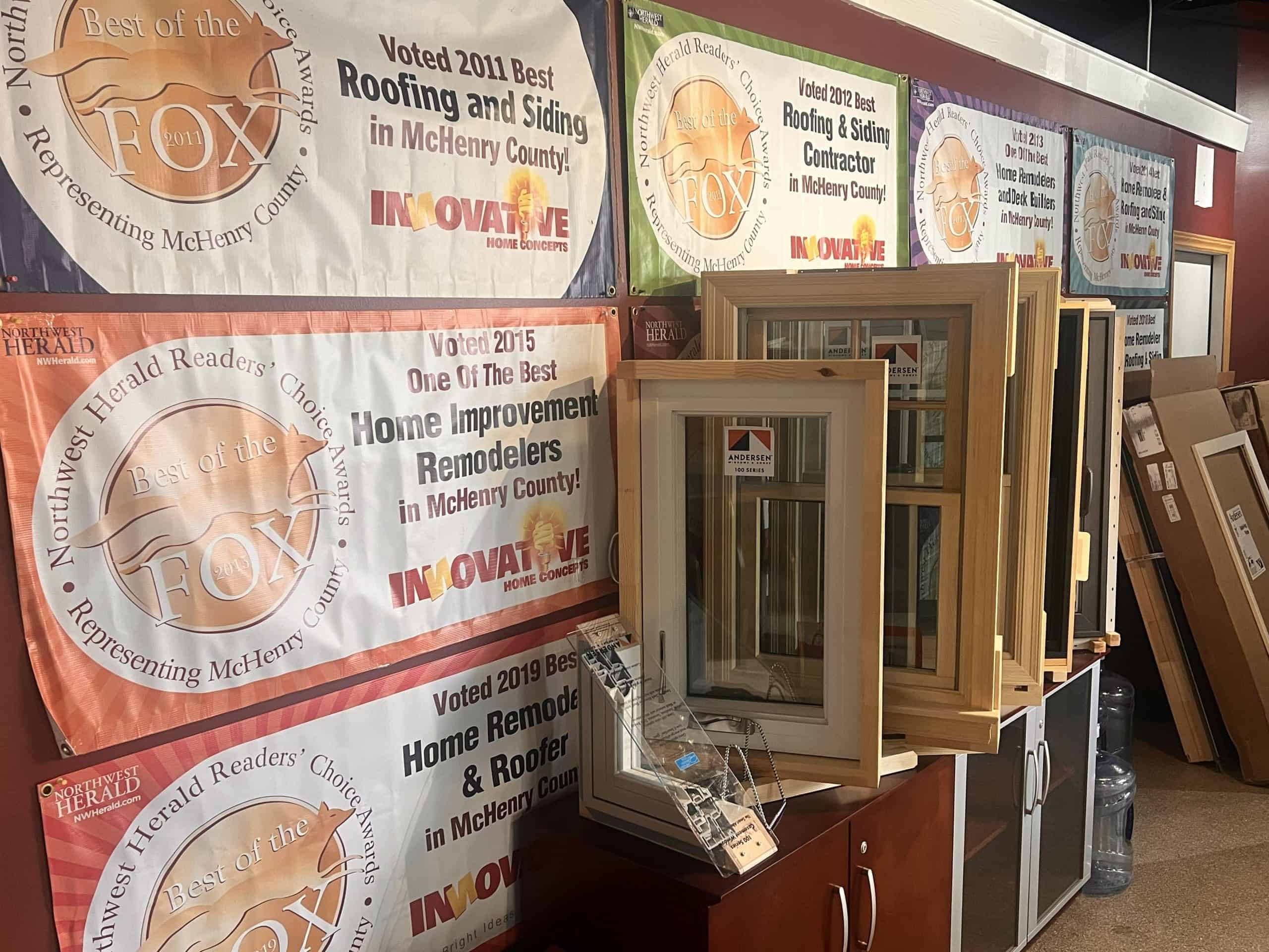 Awards and certifications wall in the IHC showroom