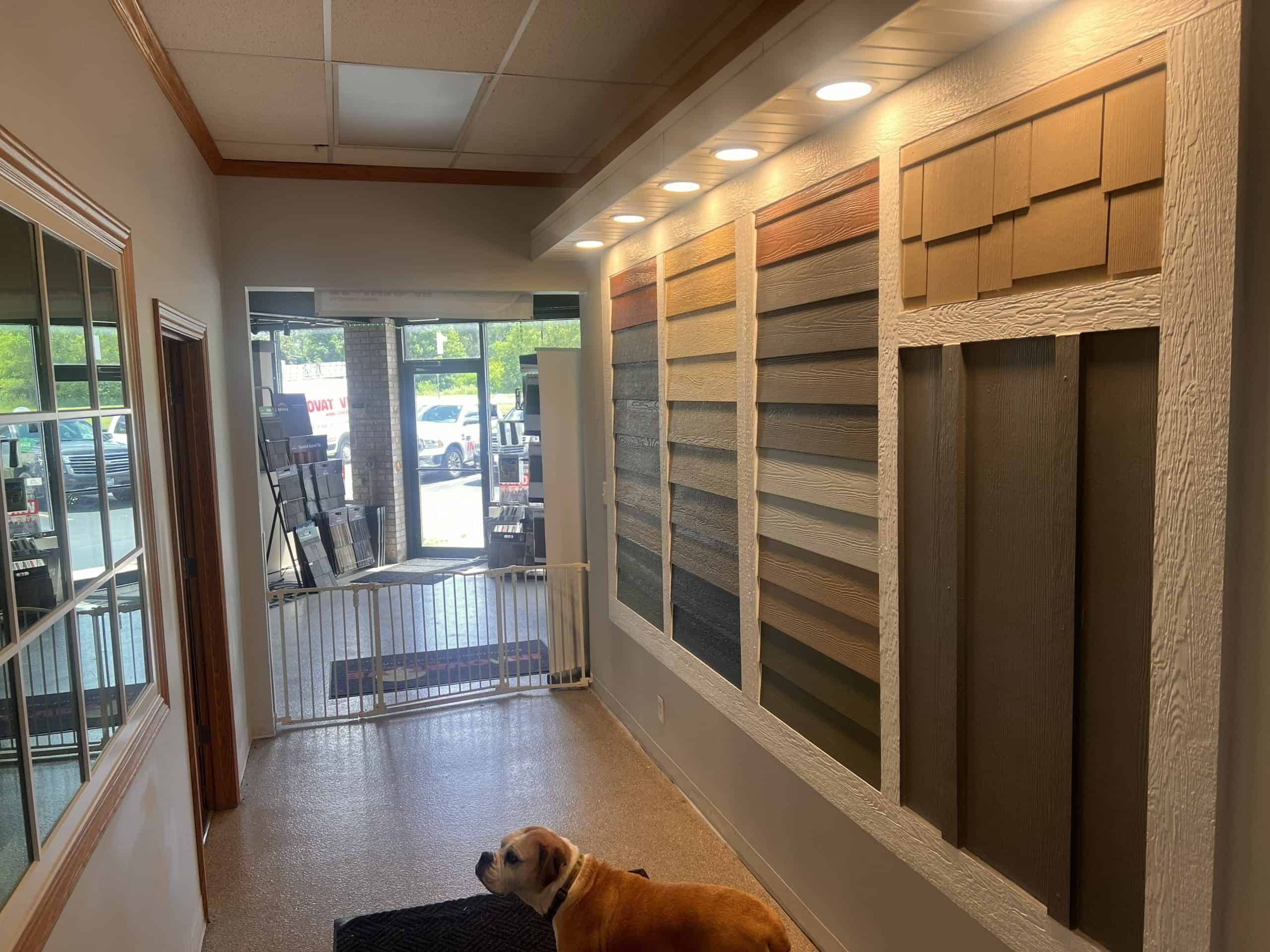 James Hardie and LP SmartSide siding display in the IHC showroom