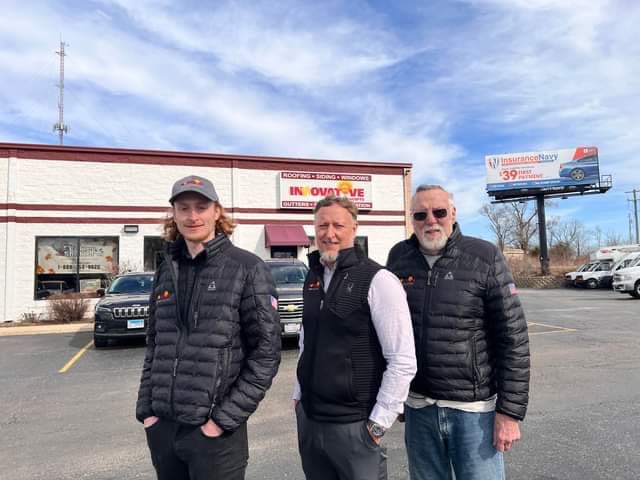 The Wilborn family in front of IHC headquarters on Route 176 in Crystal Lake