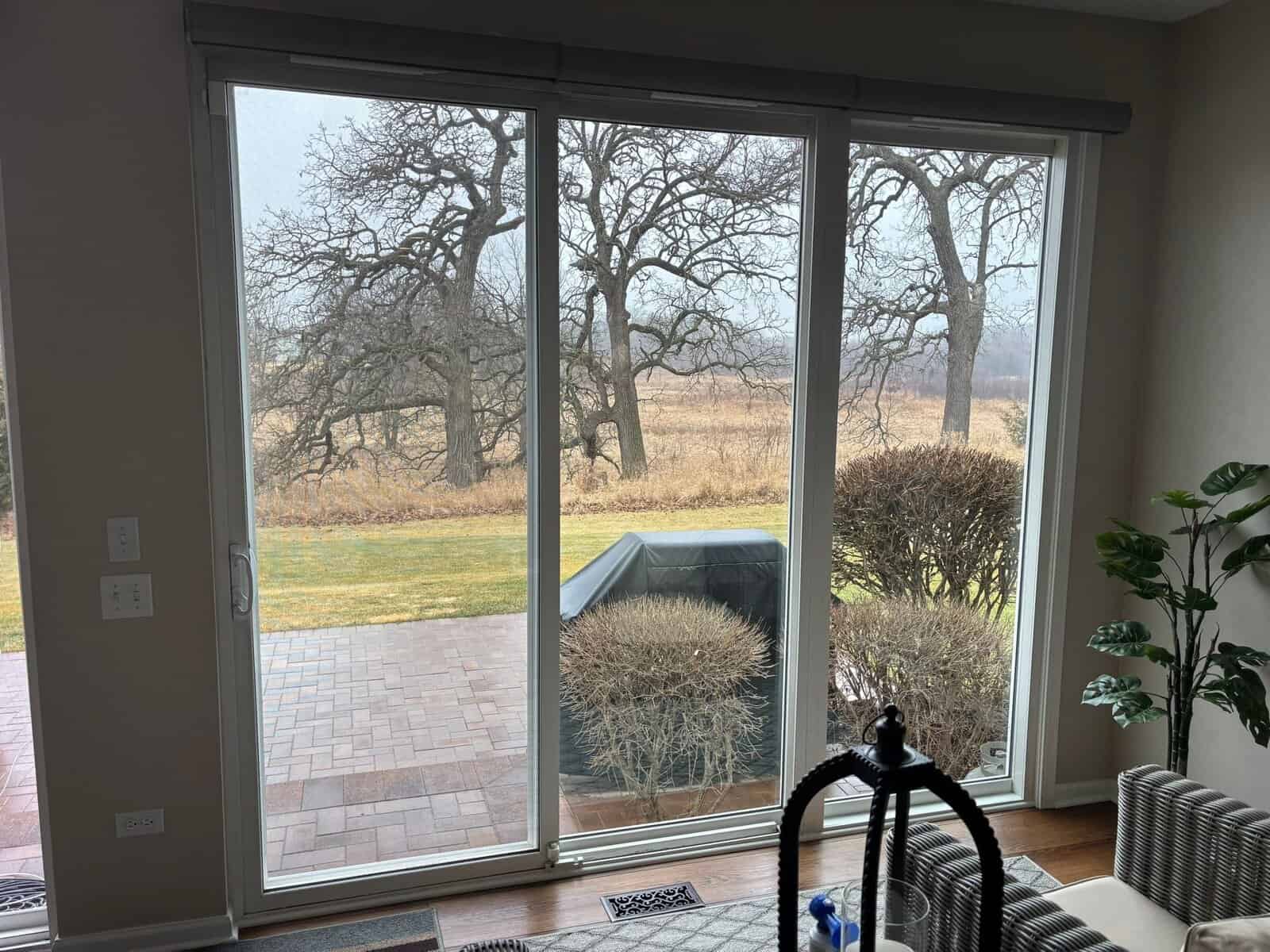 Andersen sliding patio door with scenic view installed in Huntley IL