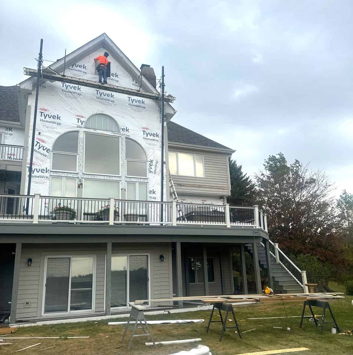 HardiePlank installation in progress on Burr Oak Court in McHenry IL