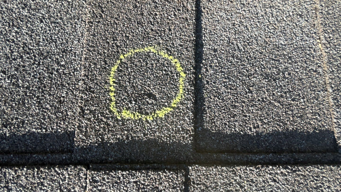 Hail damage on standard asphalt shingle in McHenry County