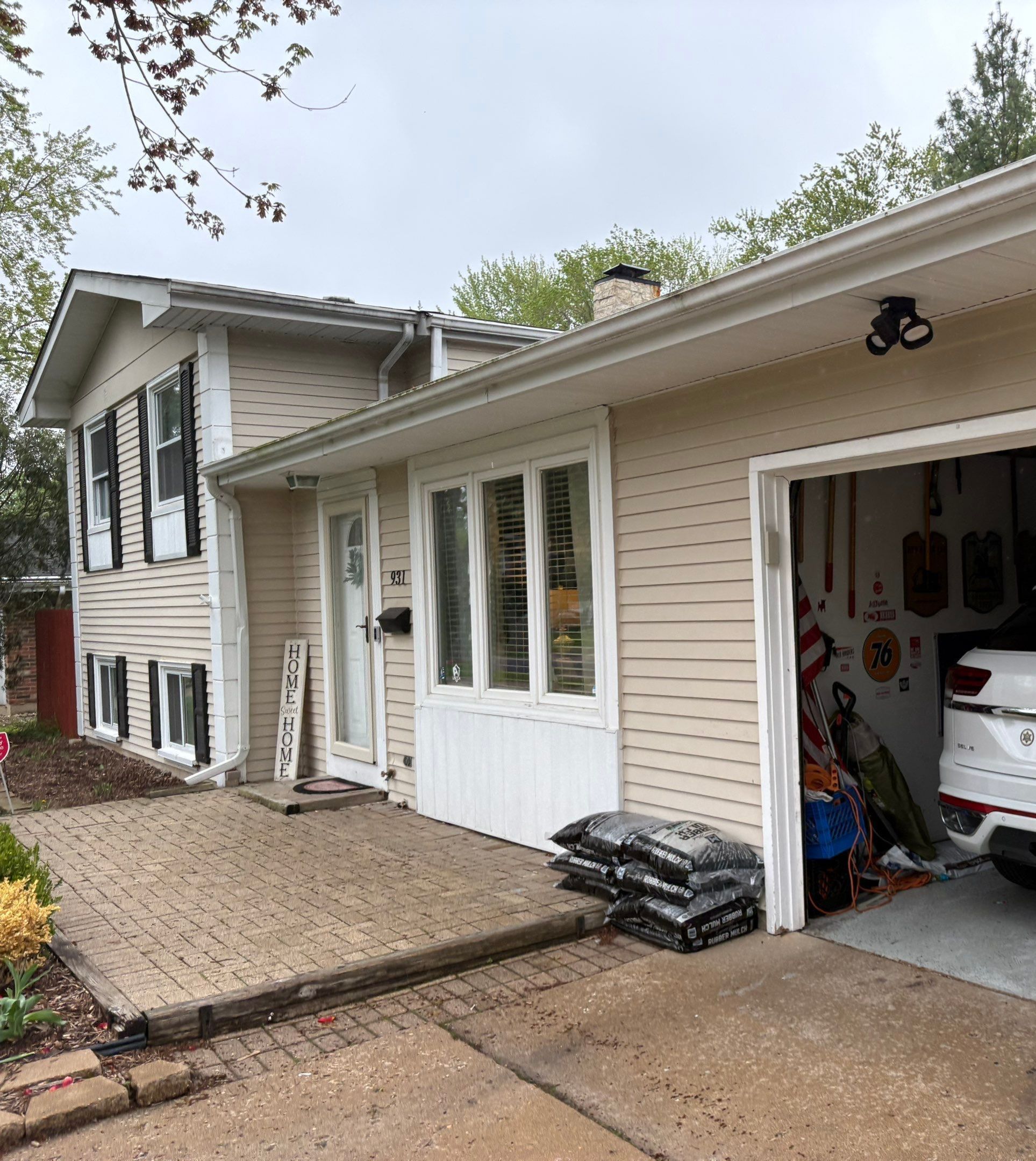 Abbington Drive Crystal Lake IL before — cream vinyl siding with black shutters