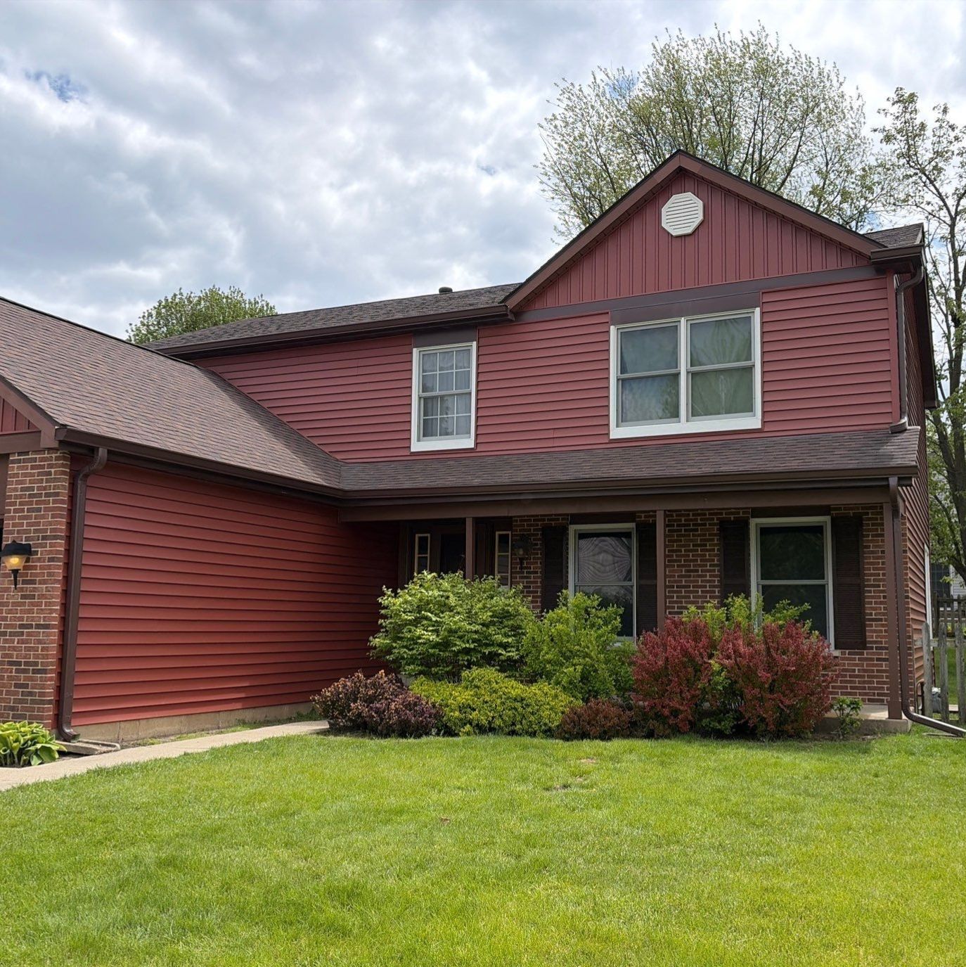 Bristol Way Cary IL after — new red vinyl siding