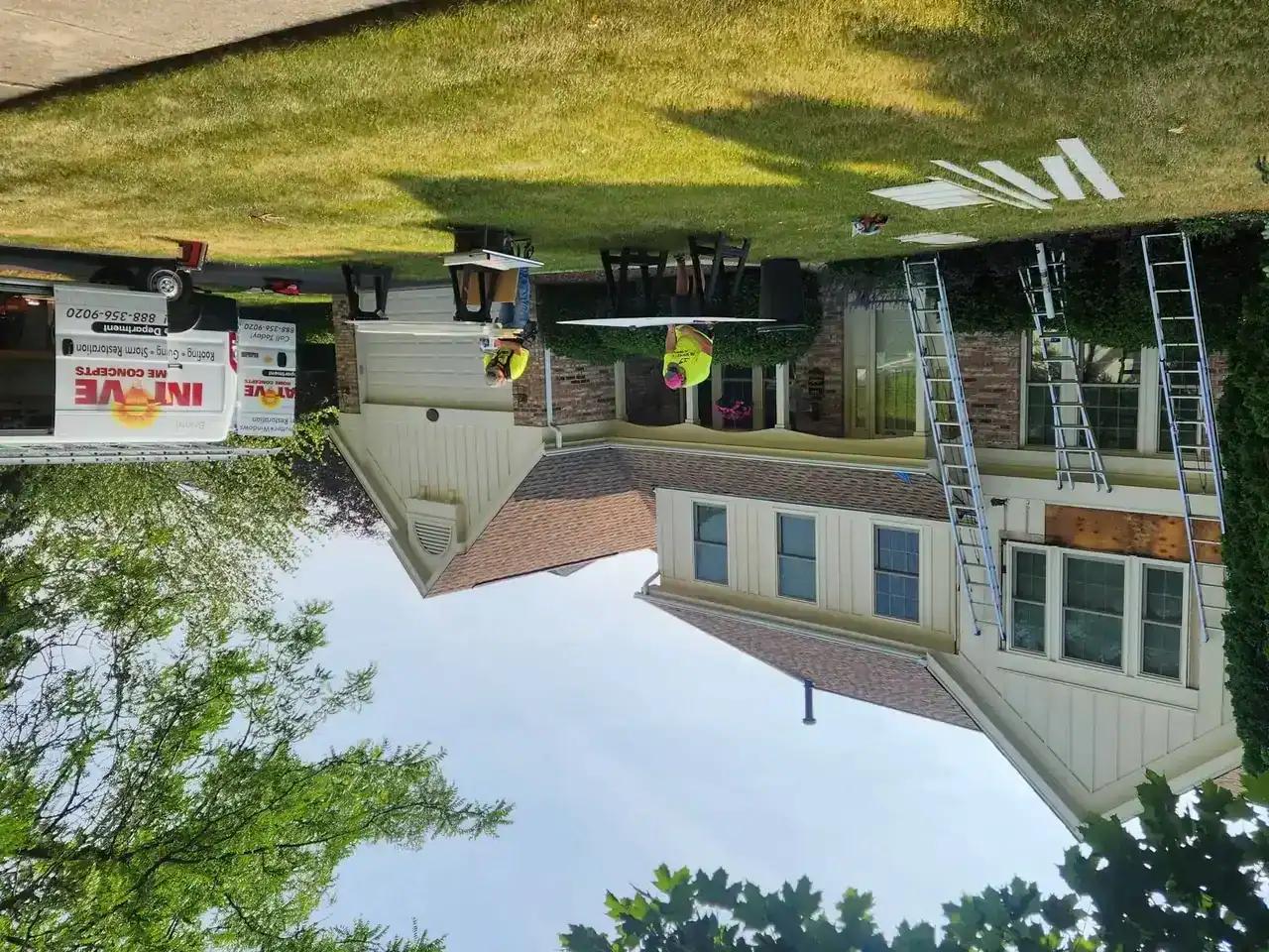 LP SmartSide lap siding being installed on a McHenry County home