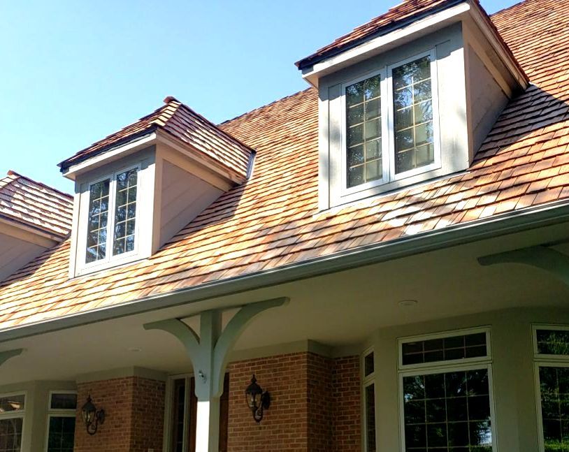 Oak Ridge Road Crystal Lake IL after — new synthetic cedar shake roofing and GutterShutter